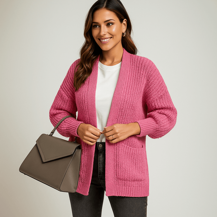 Damen Cardigan – Lange Ärmel, Praktische Taschen & Alltagskomfort