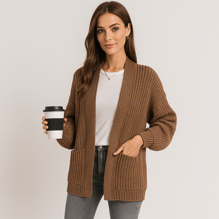 Damen Cardigan – Lange Ärmel, Praktische Taschen & Alltagskomfort