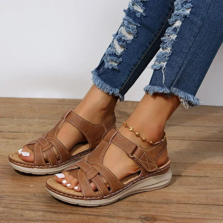 Solegenius | Damen Orthopädische Sandalen – Klettverschluss, Gepolsterte Sohle & Stützend