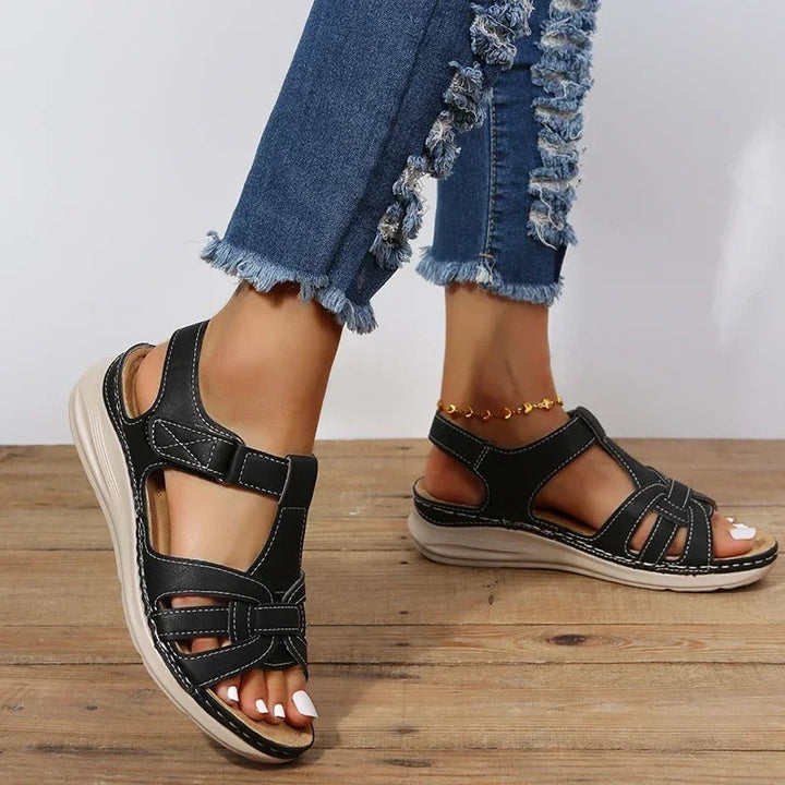 Solegenius | Damen Orthopädische Sandalen – Klettverschluss, Gepolsterte Sohle & Stützend