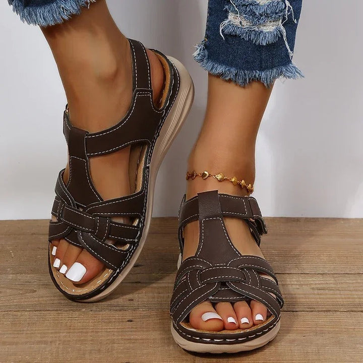 Solegenius | Damen Orthopädische Sandalen – Klettverschluss, Gepolsterte Sohle & Stützend