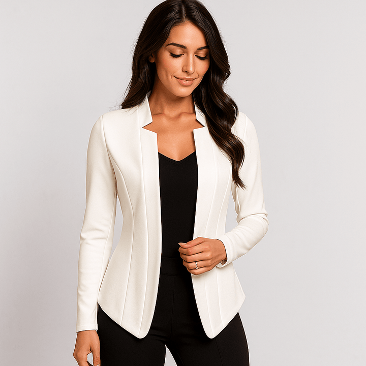 Damen Blazer – Offene Vorderseite, Reverskragen & Massgeschneidert