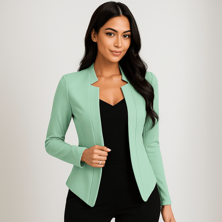 Damen Blazer – Offene Vorderseite, Reverskragen & Massgeschneidert