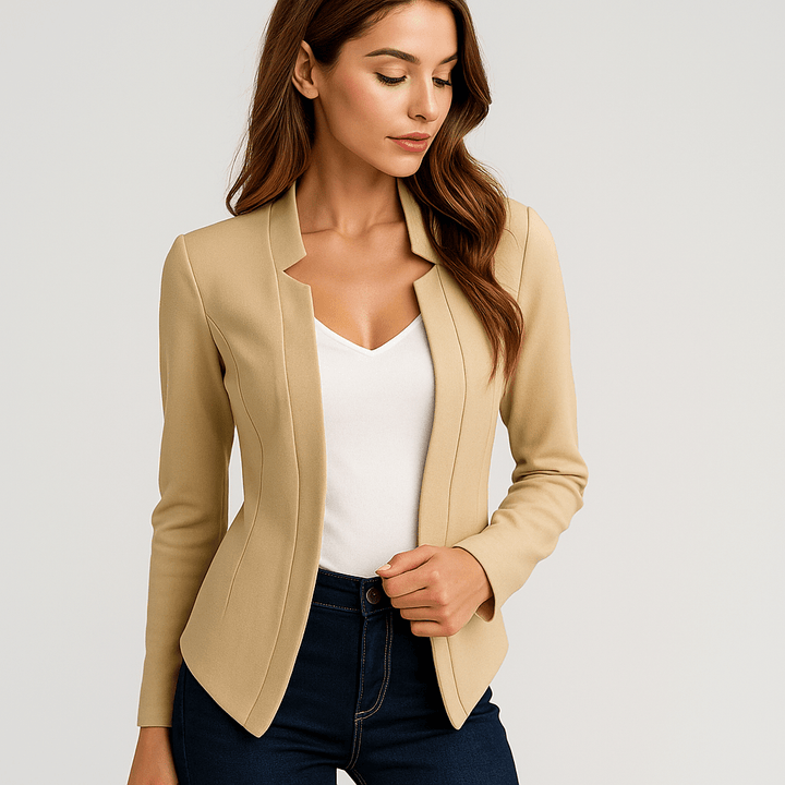 Damen Blazer – Offene Vorderseite, Reverskragen & Massgeschneidert