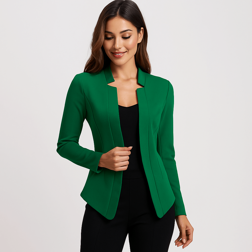 Damen Blazer – Offene Vorderseite, Reverskragen & Massgeschneidert