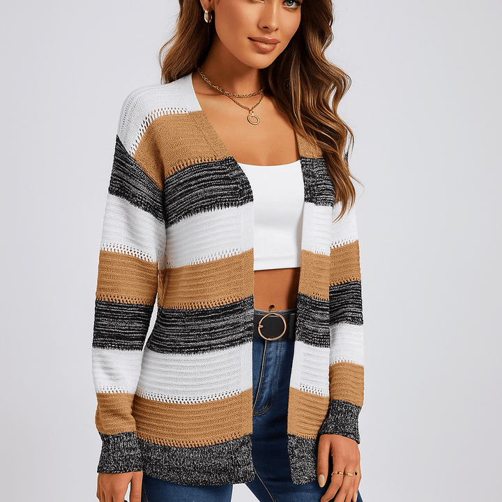 Damen Streifen-Cardigan – Weich, Stilvoll & Ganztägig Bequem