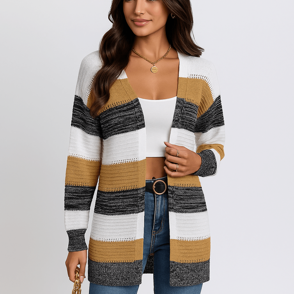 Damen Streifen-Cardigan – Weich, Stilvoll & Ganztägig Bequem
