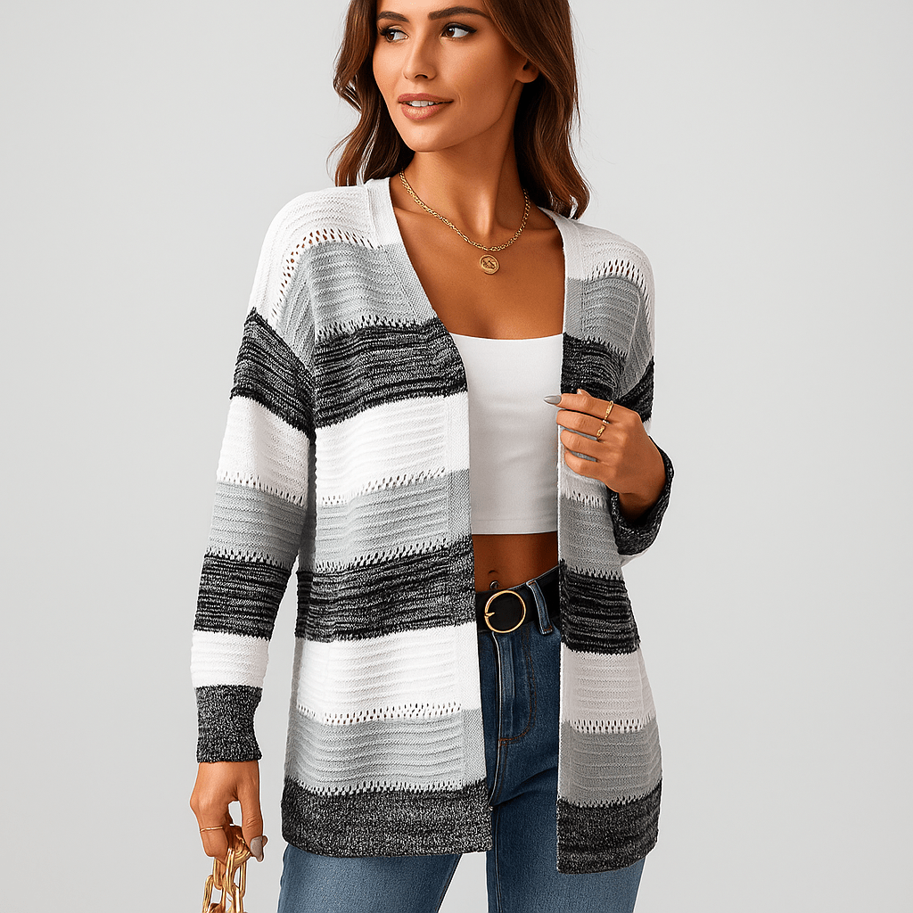 Damen Streifen-Cardigan – Weich, Stilvoll & Ganztägig Bequem