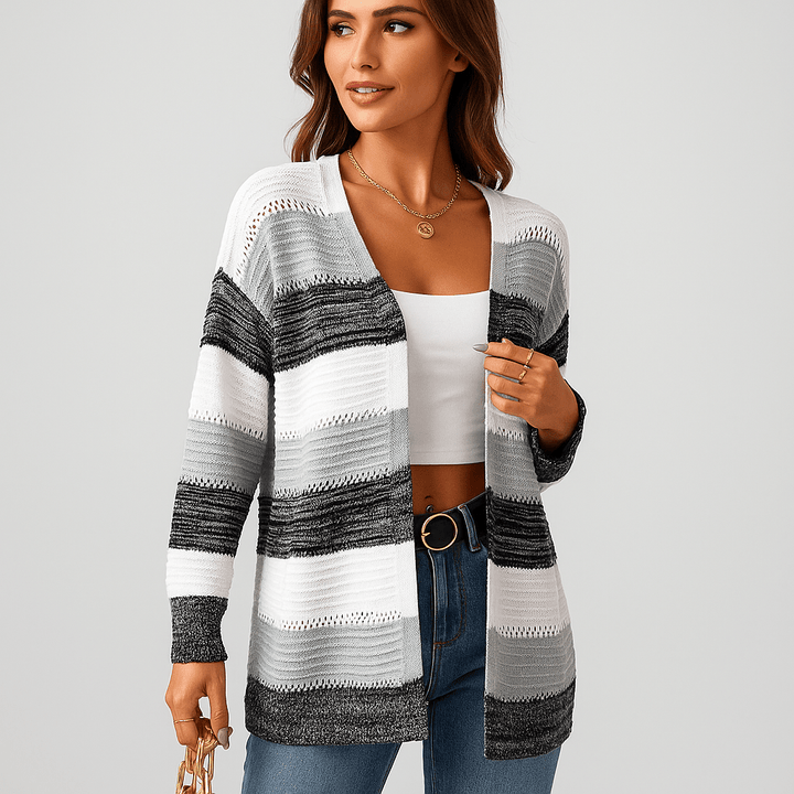 Damen Streifen-Cardigan – Weich, Stilvoll & Ganztägig Bequem