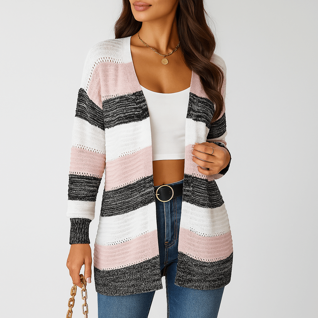 Damen Streifen-Cardigan – Weich, Stilvoll & Ganztägig Bequem