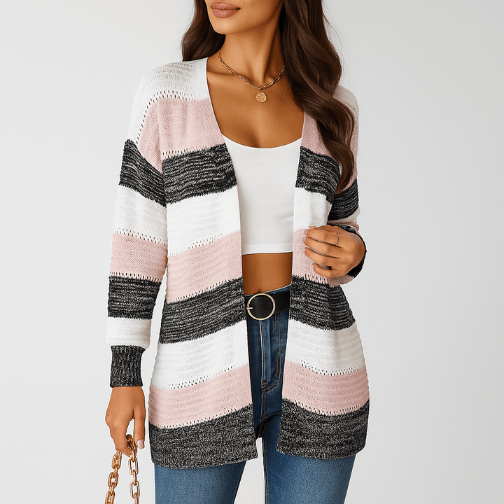 Damen Streifen-Cardigan – Weich, Stilvoll & Ganztägig Bequem