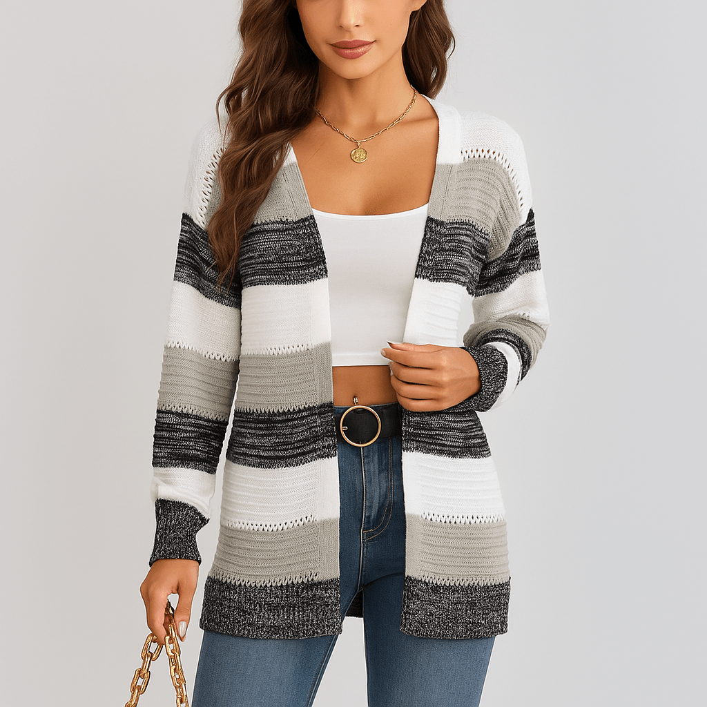 Damen Streifen-Cardigan – Weich, Stilvoll & Ganztägig Bequem