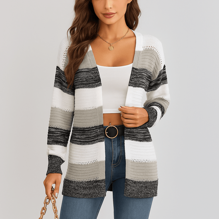 Damen Streifen-Cardigan – Weich, Stilvoll & Ganztägig Bequem