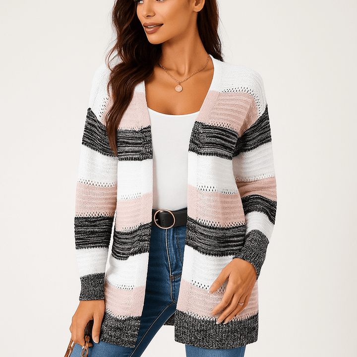 Damen Streifen-Cardigan – Weich, Stilvoll & Ganztägig Bequem