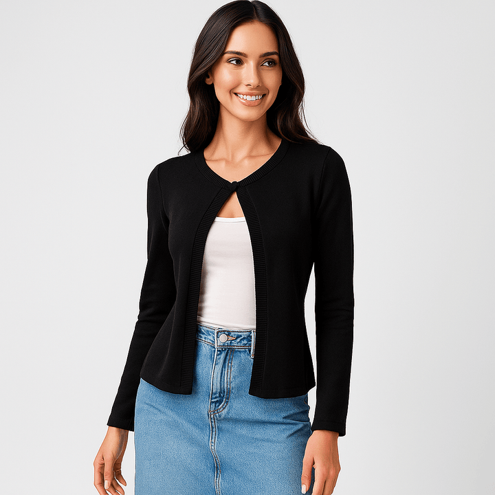 Damen Kurze Strickjacke – Elegant, Vielseitig & Ganztägig Bequem