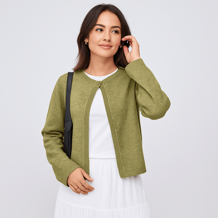 Damen Kurze Strickjacke – Elegant, Vielseitig & Ganztägig Bequem