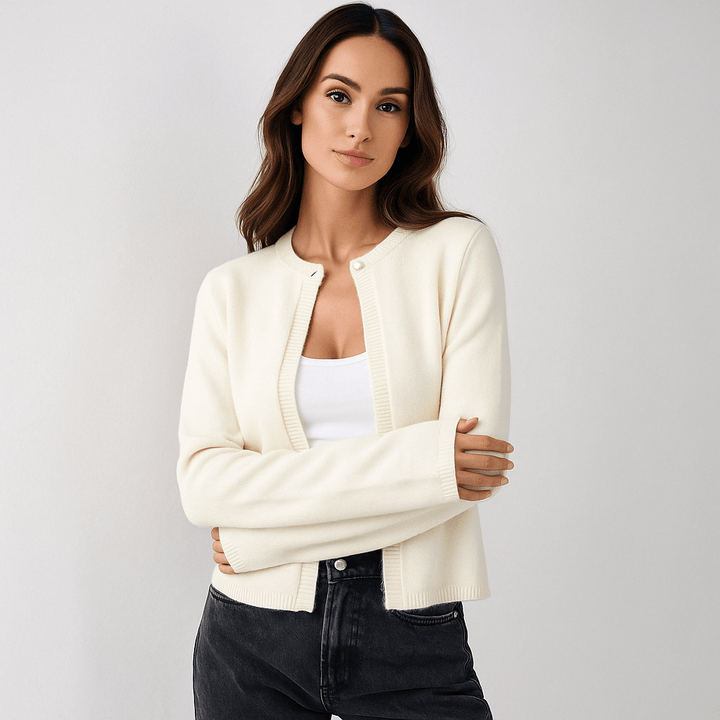 Damen Kurze Strickjacke – Elegant, Vielseitig & Ganztägig Bequem
