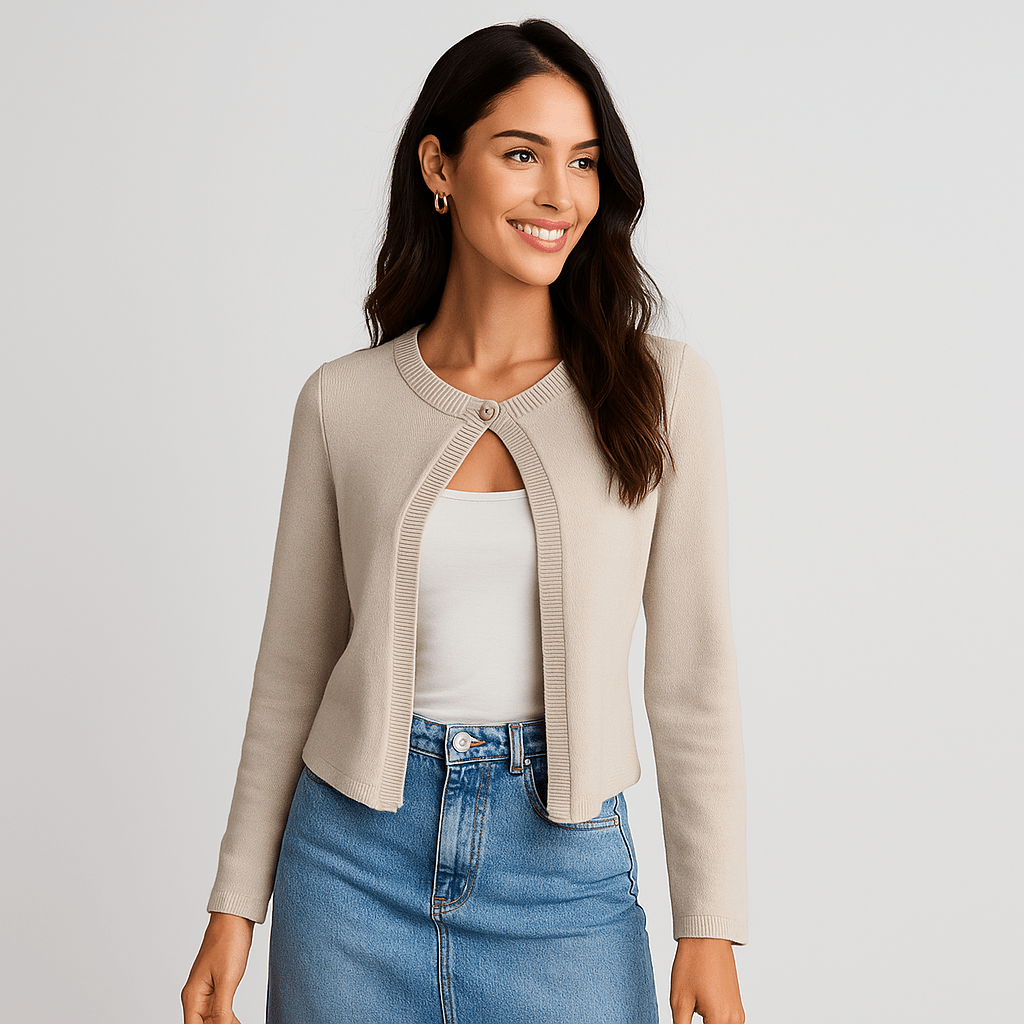 Damen Kurze Strickjacke – Elegant, Vielseitig & Ganztägig Bequem