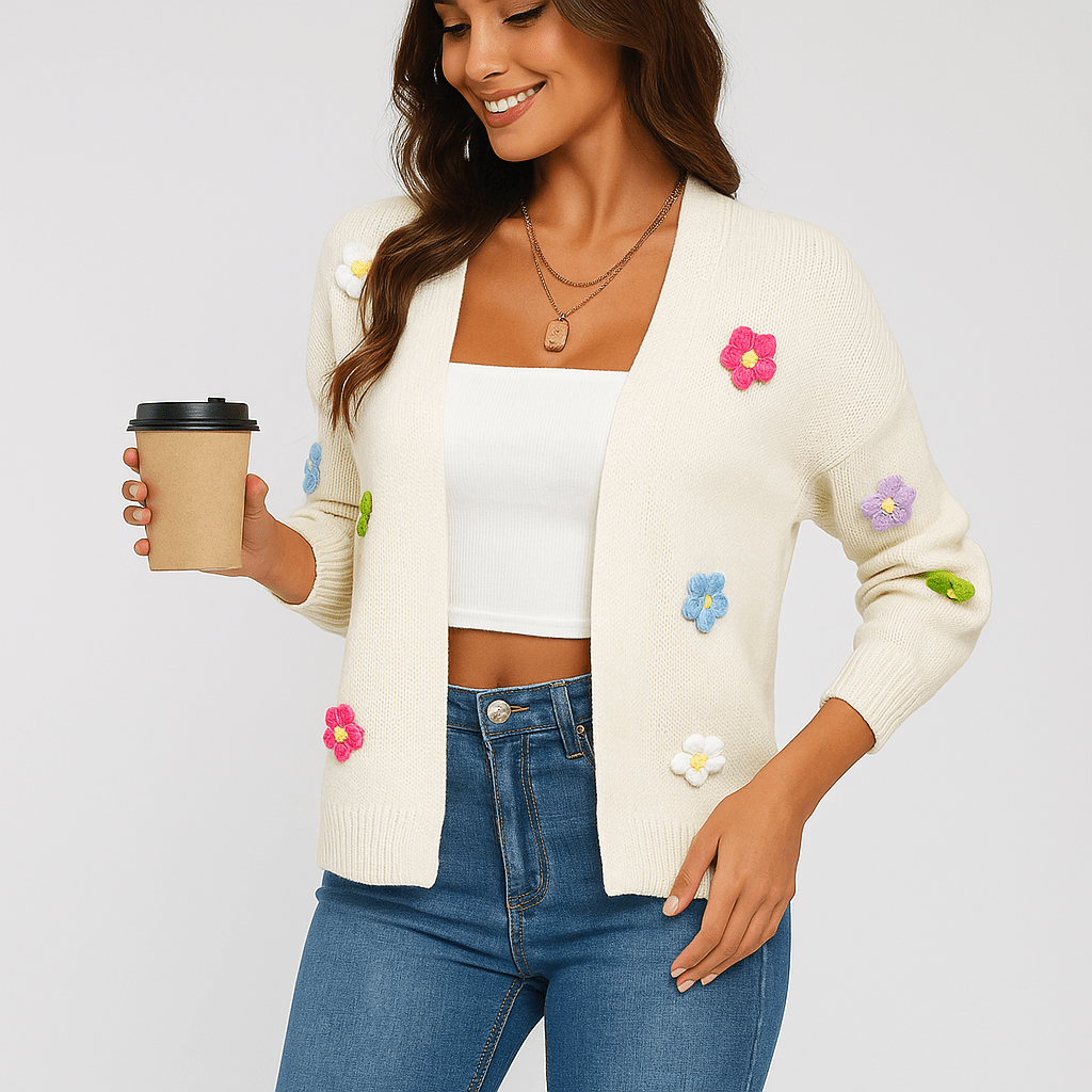 Damen Strickjacke – Offene Vorderseite, Langarm & Pflegeleicht