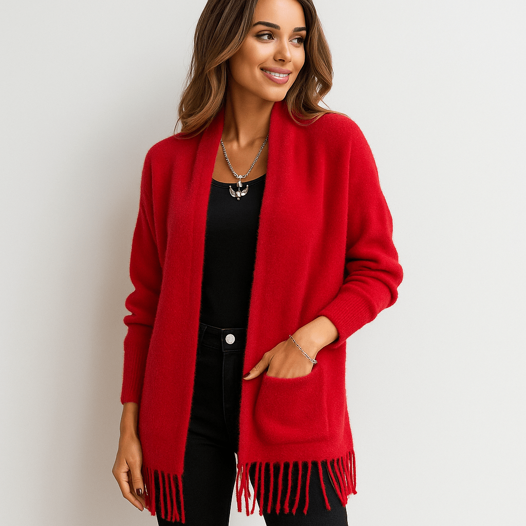 Stilla | Damen Strickjacke – Volant-Ärmel, Dehnbar & Warm für den Alltag