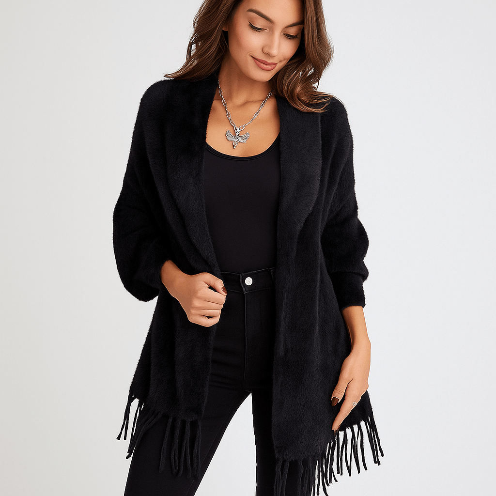 Stilla | Damen Strickjacke – Volant-Ärmel, Dehnbar & Warm für den Alltag