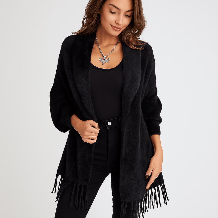 Stilla | Damen Strickjacke – Volant-Ärmel, Dehnbar & Warm für den Alltag