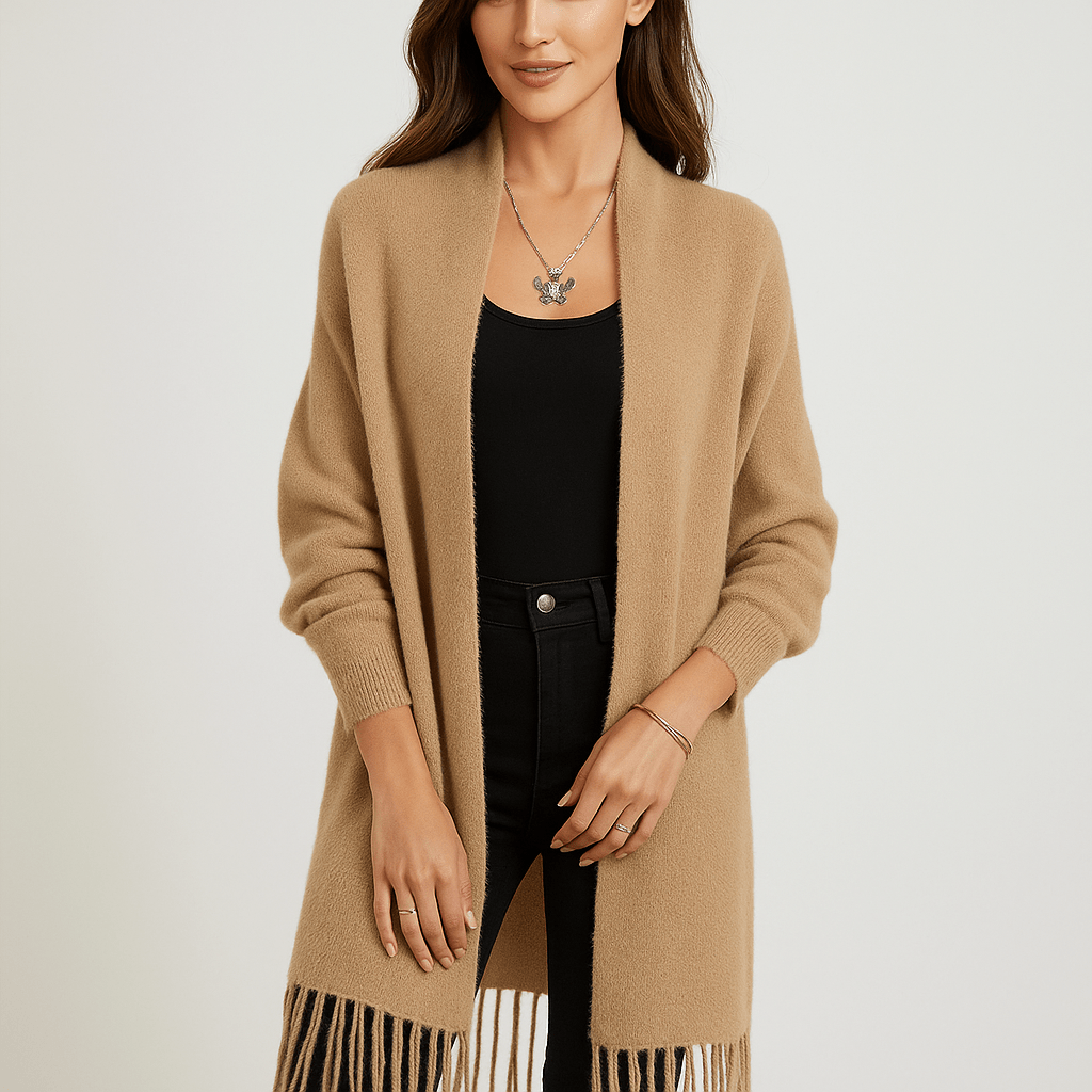 Stilla | Damen Strickjacke – Volant-Ärmel, Dehnbar & Warm für den Alltag