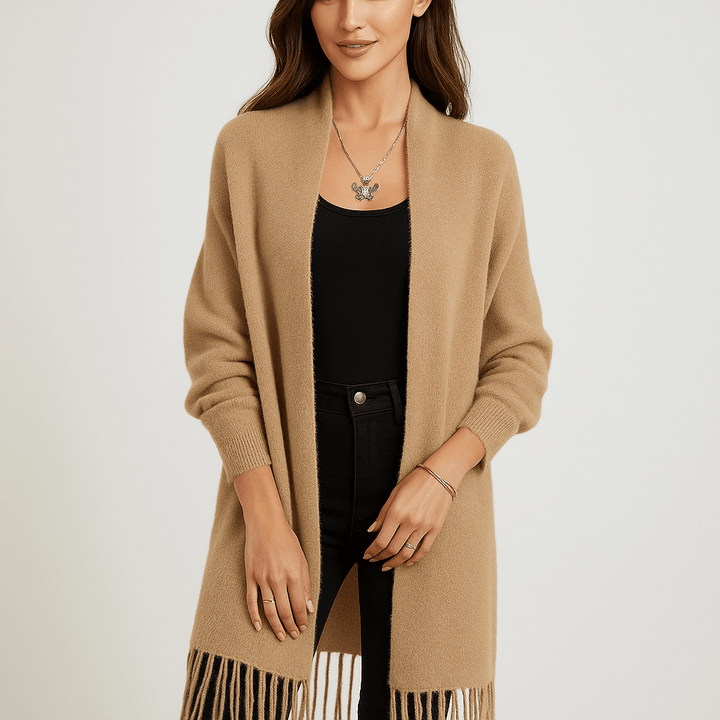 Stilla | Damen Strickjacke – Volant-Ärmel, Dehnbar & Warm für den Alltag