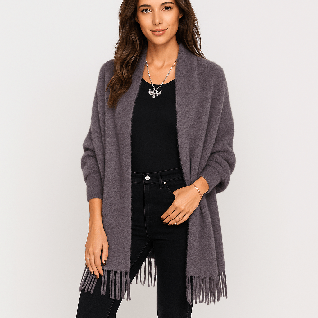 Stilla | Damen Strickjacke – Volant-Ärmel, Dehnbar & Warm für den Alltag