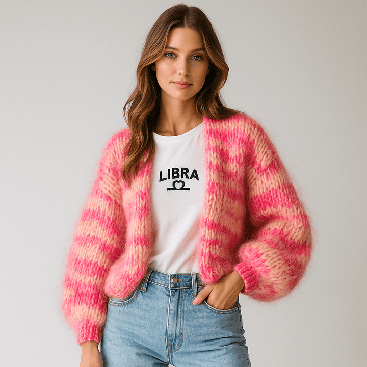 Stilla | Damen Mehrfarbiger Cardigan – Patchwork, Locker & Gemütlich