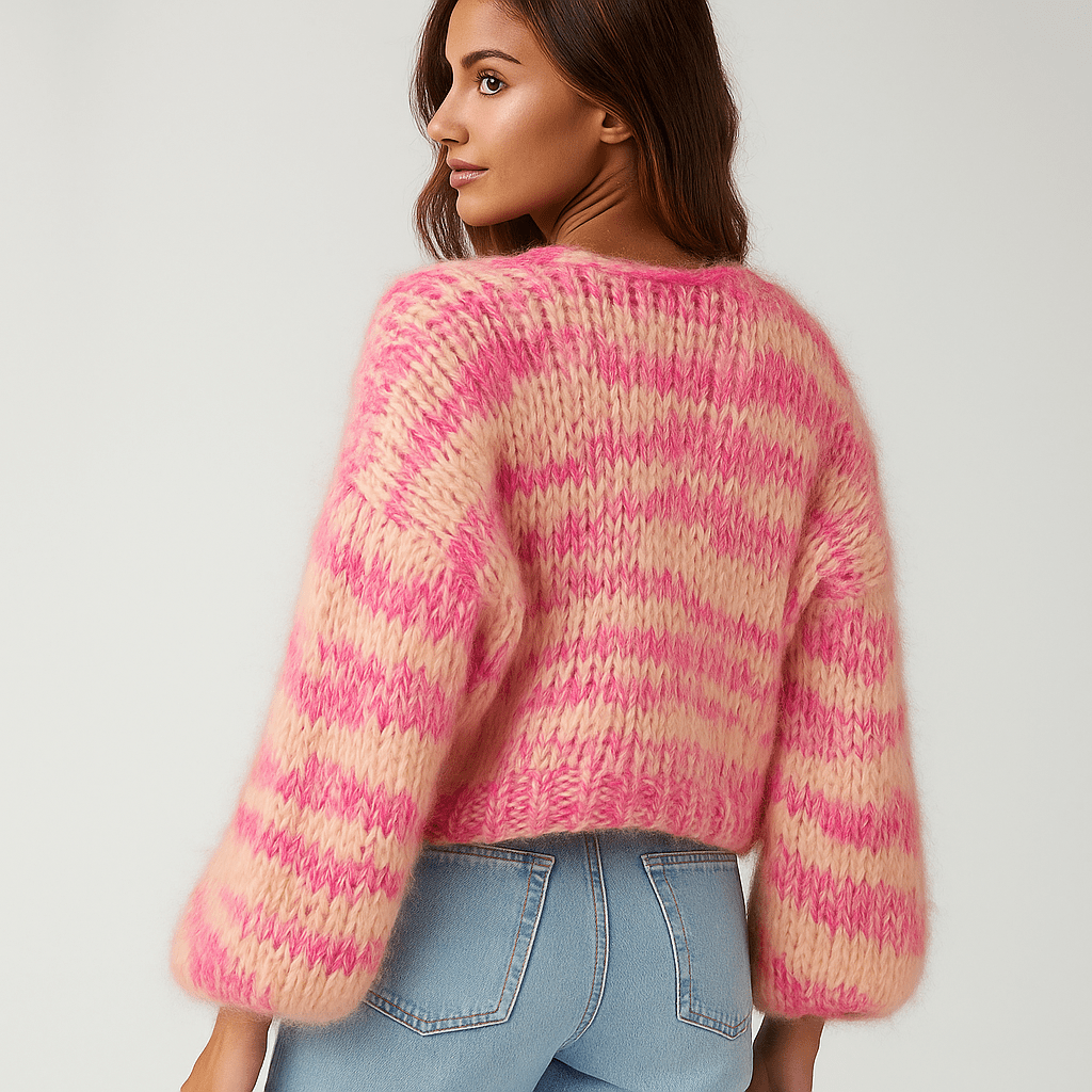 Stilla | Damen Mehrfarbiger Cardigan – Patchwork, Locker & Gemütlich