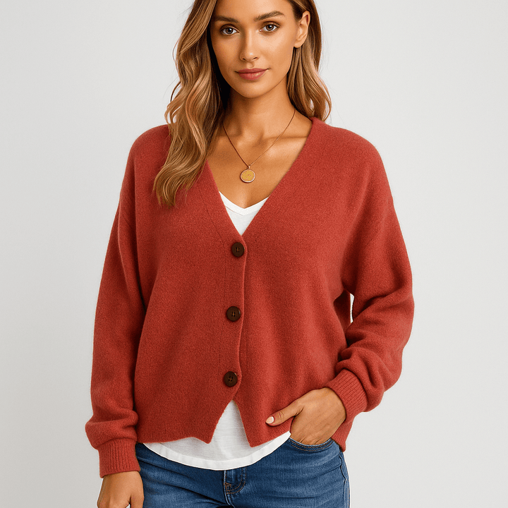 Stilla | Damen Woll-Freizeitshirt – V-Ausschnitt, Knöpfe & Warm